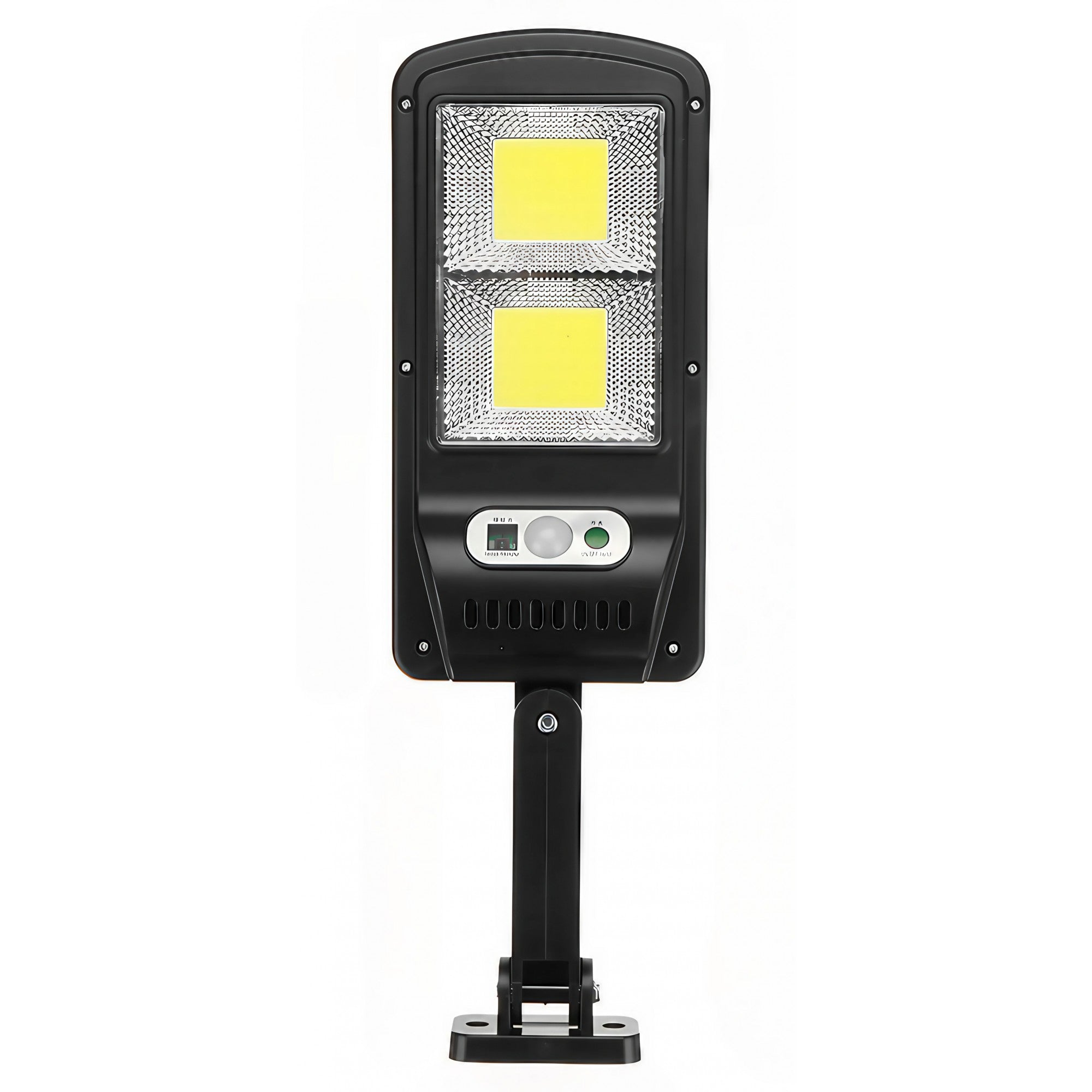 Lampă stradală solară Flippy, cu telecomandă, 36 cm x 11.5 cm, 108 COB LED, 2592 Lumeni, 21.6 W - echivalent 172 W bec incadescent, IP65, Senzor de Miscare, Senzor de Lumina, 2 Grile, Alb Rece