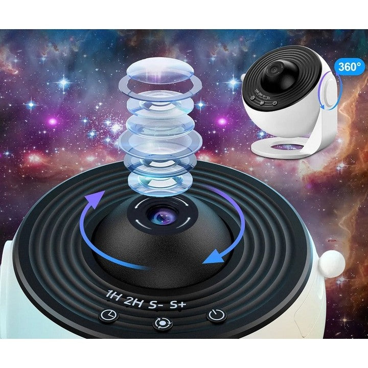 Lampa Tip Proiector Galaxie, pentru Dormitor, Tematica Cer Instelat, Model Glob, HD, Rotire 360 de Grade, 20 de Imagini, Incarcare USB, 10 W, 15x15 cm, Alb Negru