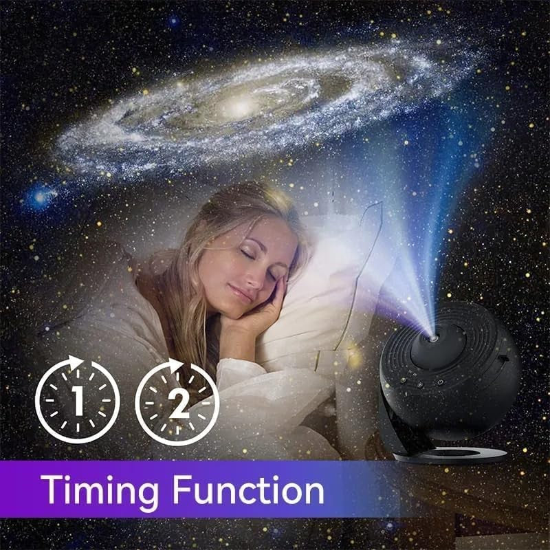Lampa Tip Proiector Galaxie, pentru Dormitor, Tematica Cer Instelat, Model Glob, HD, Rotire 360 de Grade, 20 de Imagini, Incarcare USB, 10 W, 15x15 cm, Negru