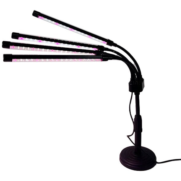 Lampa UV pentru cresterea plantelor, conectare la retea, 20W, 4 capete, 72 LED-uri, ajustabila pana la 66.5 cm, Lumina Alb Mov
