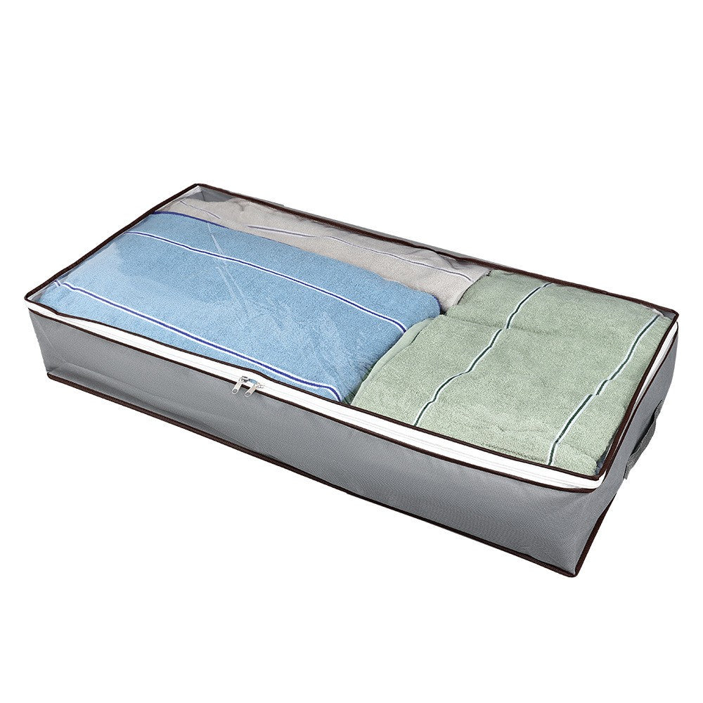 Husa de Depozitare, Intrebuintare Multipla, Pliabila, cu Fermoar Bidirectional si Fereastra Deasupra Transparenta, Manere Laterale, Lavabila, 100x50x15 cm, Gri