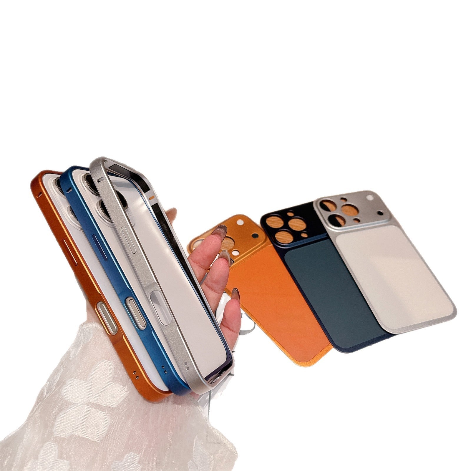 Carcasa Metalica, Compatibila Apple iPhone 14 Pro Max, Creeaza Aspect de iPhone 17 Pro, Unibody Mat, Rezistenta la Zgarieturi, Argintiu