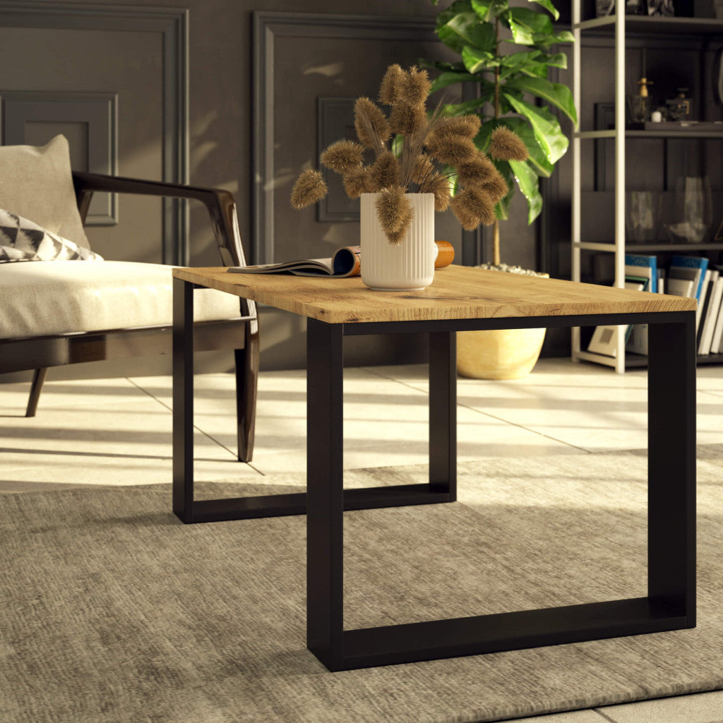 Masuta cafea NOX cu raft inferior, PAL laminat, 92x53x45 cm, stejar artisan si negru