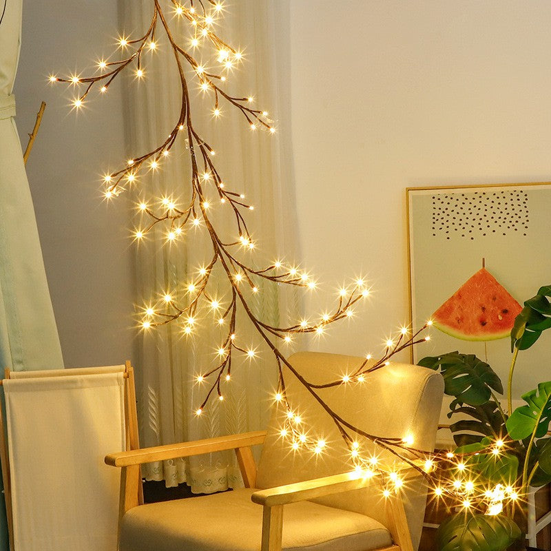 Instalatie Craciun tip Creanga 144 LED-uri, Conectare la Retea, 8 Jocuri de Lumini, Telecomanda, 2.5 m, Prelungitor 2 m, 3V, 1.5V, Fir Negru, Alb Cald