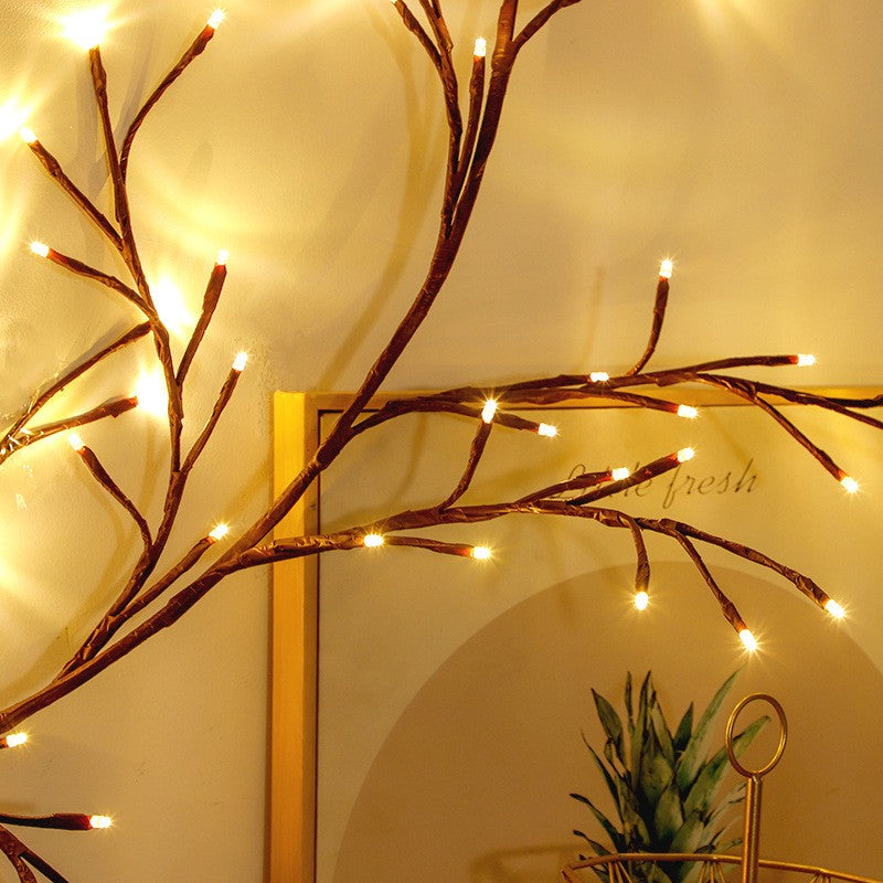 Instalatie Craciun tip Creanga 144 LED-uri, Conectare USB, 8 Jocuri de Lumini, Telecomanda, 2.5 m, Prelungitor 2 m, 3V, Fir Negru, Alb Cald
