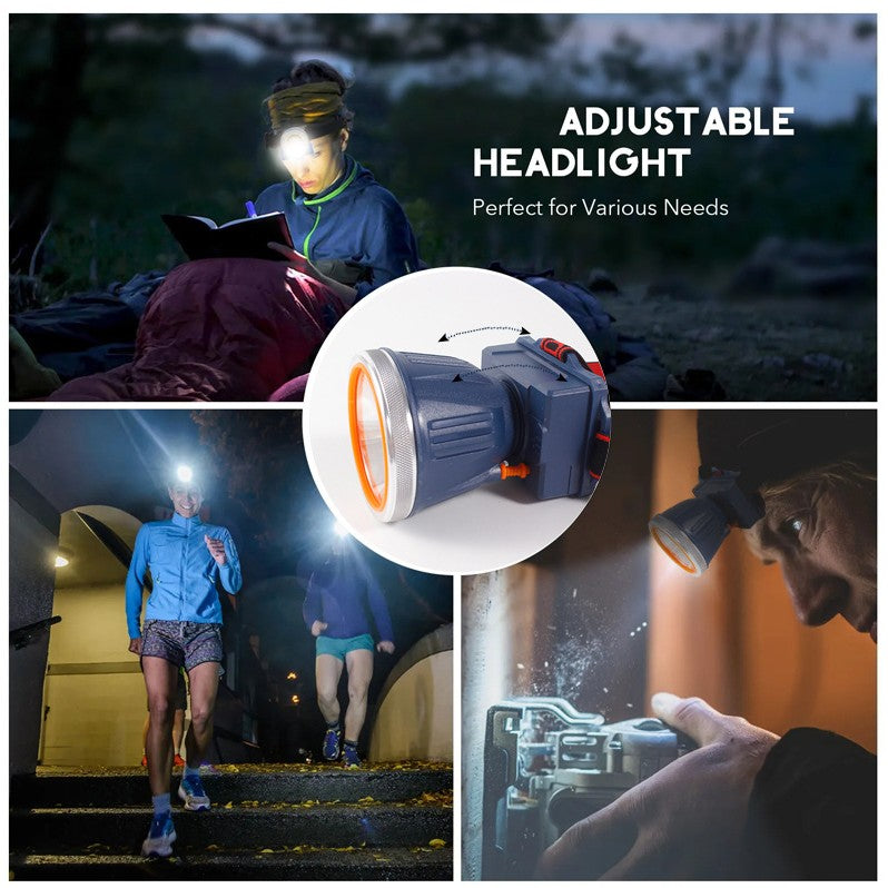 Lanterna LED de Montat pe Cap, Flippy, cu Raza Lunga de Zoom, Reincarcabila USB, Far Telescopic, Rezistent la Apa, Reglabil, pentru Pescuit in Aer Liber, Camping, Lumina Puternica, Lanterna, 7.5x5.8x5.5 cm, Albastru