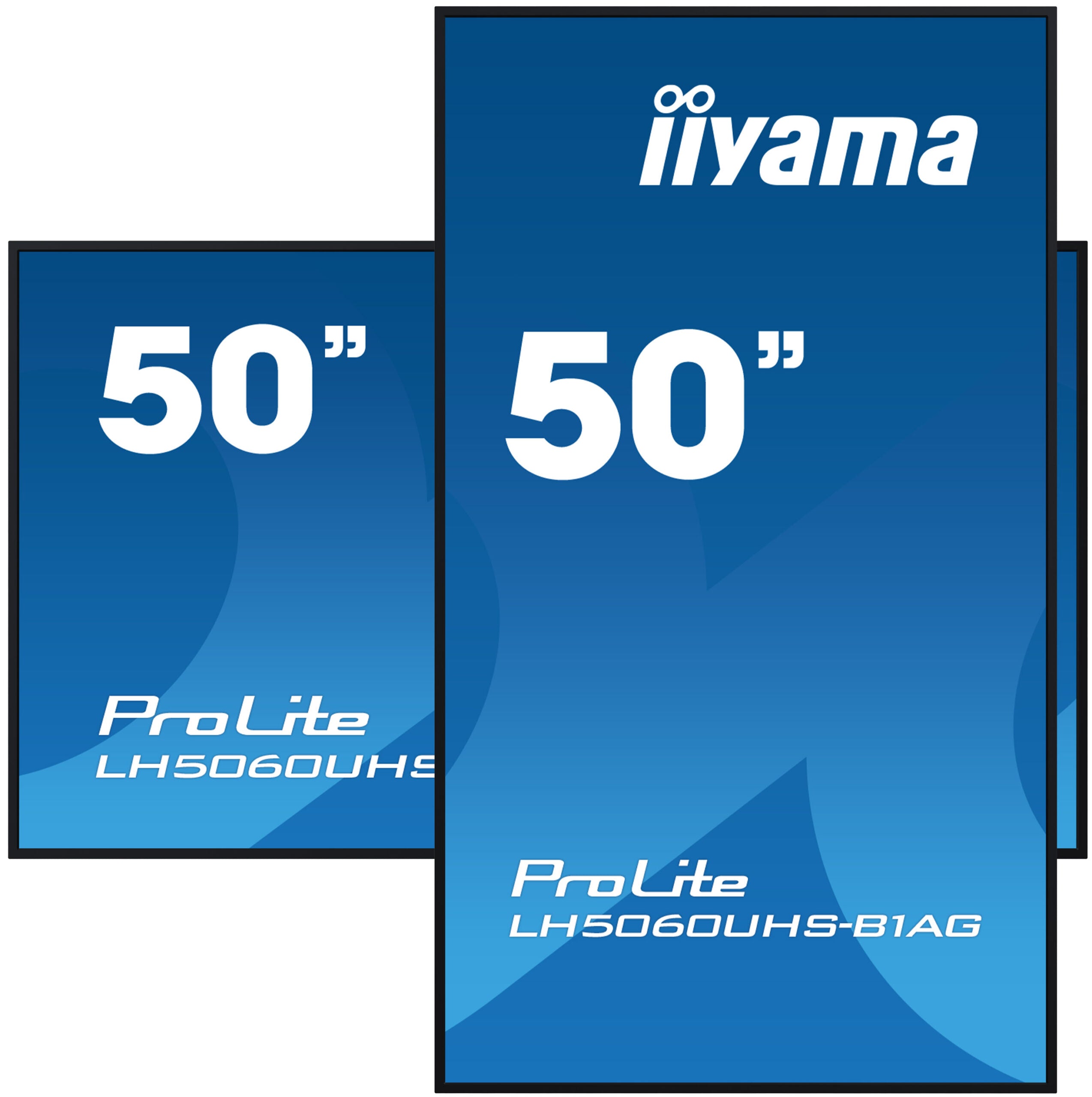 IIYAMA LFD LH5060UHS-B1AG 50" 4K UHD professional digital signage 3840x2160 16:9 500 cd/m2 1200:1 8ms Android 11 OS, iiSignage2, FailOver, EShare landscape, portrait "LH5060UHS-B1AG"