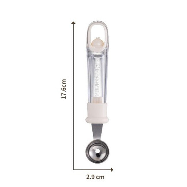 Lingura pentru Bile de Fructe, Scobitor Fructe, Ustensila Multifunctionala pentru Fructe, Accesoriu de Bucatarie, Lingura Antialunecare pentru Salata de Fructe, 17.6 x 2.9 cm, Bej