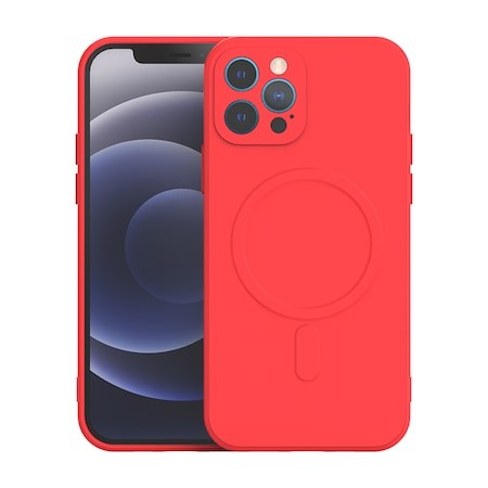 Husa protectie compatibila cu iPhone 12 Pro (6.1), Liquid MagSafe, ring-shaped, magnetica, Rosu