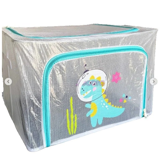 Cutie de Depozitare, pentru Camera Copiilor, 66L, din PVC, Model Dinozaur, 50 x 40 x 33 cm, Transparent