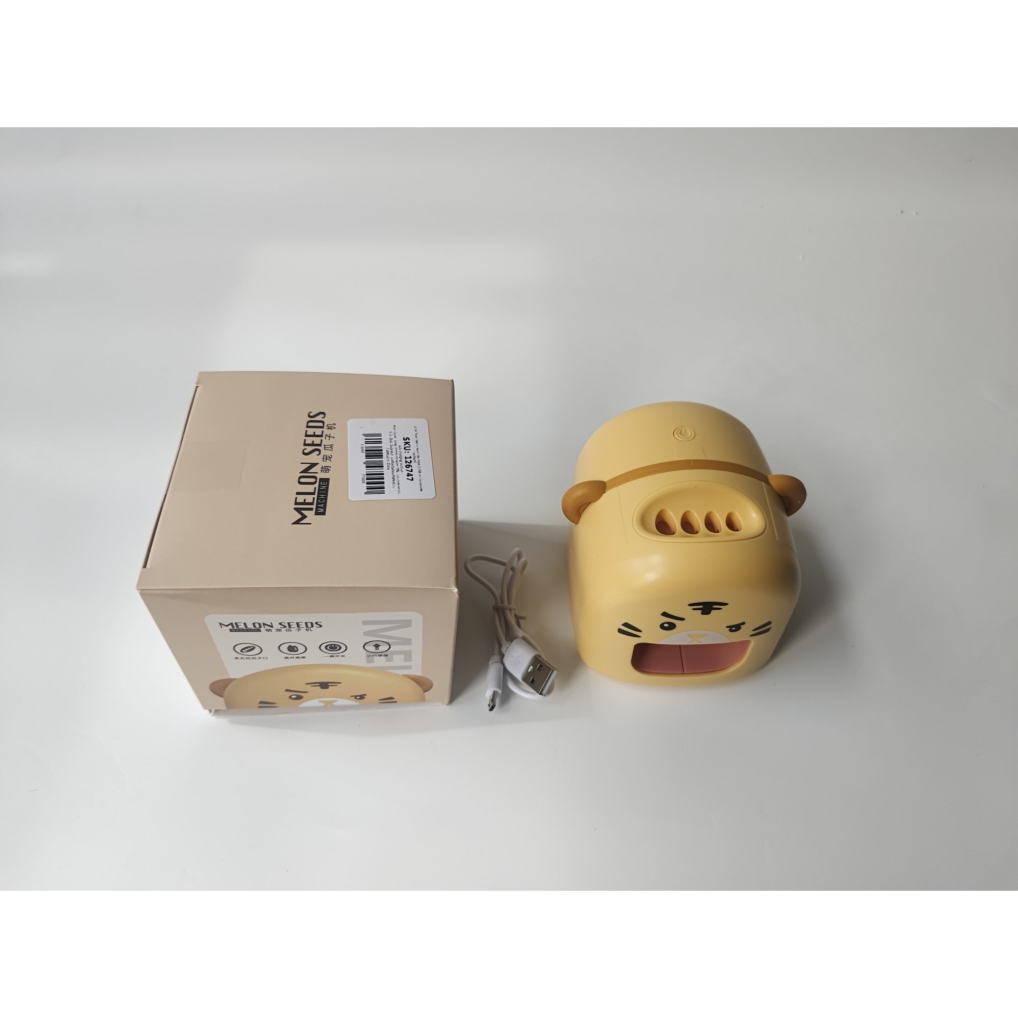 Mașină de Decojit Semințe, Mini Deschizător, Model Tigru, Incarcare USB, 9.7x10x8.6 cm, Portocaliu