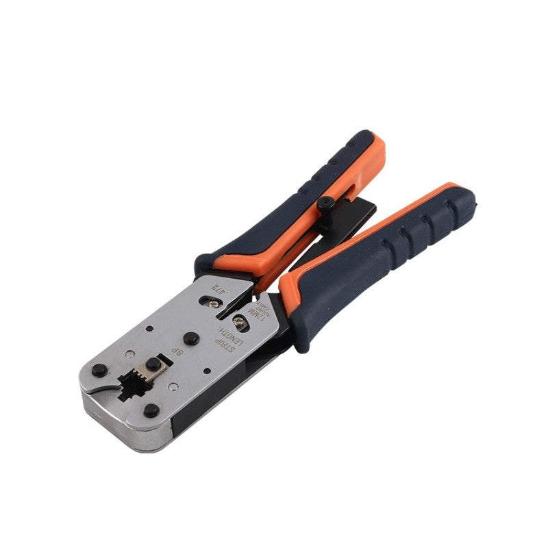 EMTEX Cleste profesional sertizare conectori RJ45 (8P8C) cu stripper pentru izolatie si mecanism de blocare si revenire 
