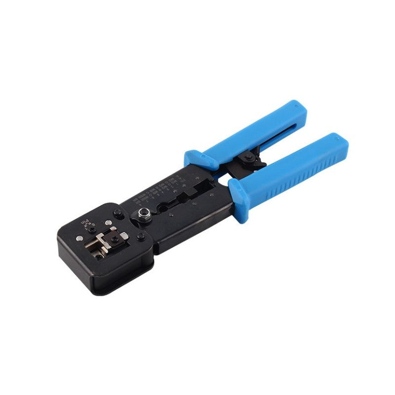 EMTEX Cleste profesional sertizare conectori RJ11, RJ12, RJ45 cu stripper pentru izolatie si mecanism de blocare si revenire, pentru mufe passthrough 