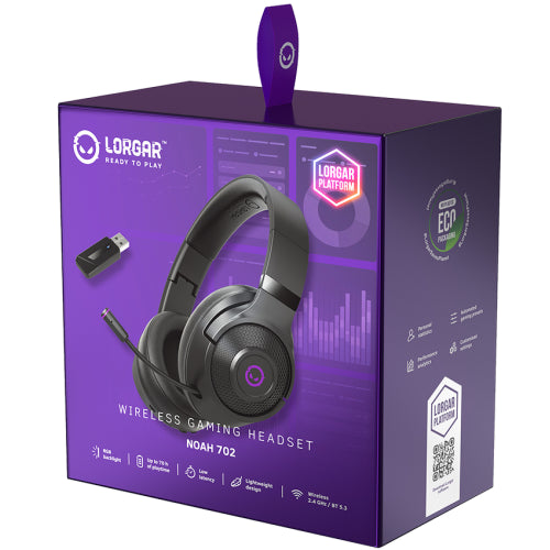 LORGAR Noah 702, Wireless Gaming Headset, black "LRG-GHS702" (timbru verde 0.18 lei)