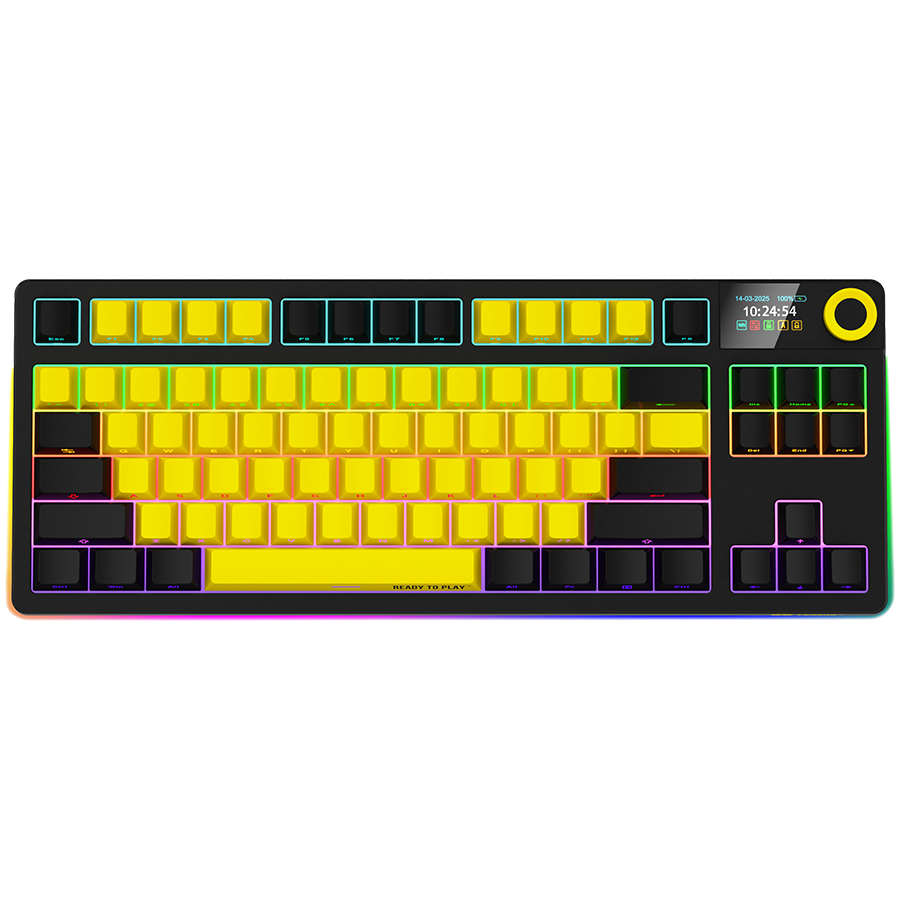 LORGAR KBP70TKLW, Wireless TKL Mechanical Gaming Keyboard Pro, Black/yellow, EN layout "LRG-KBP70TKLW-YL-US"