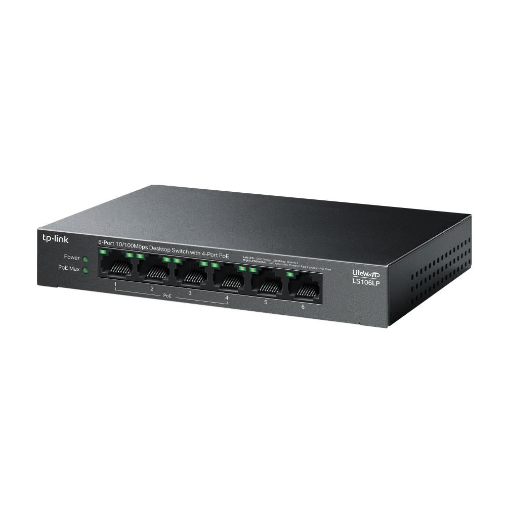 SWITCH TP-LINK 6 porturi 10/100 Mbps, 4-Port PoE carcasa metalica "LS106LP"