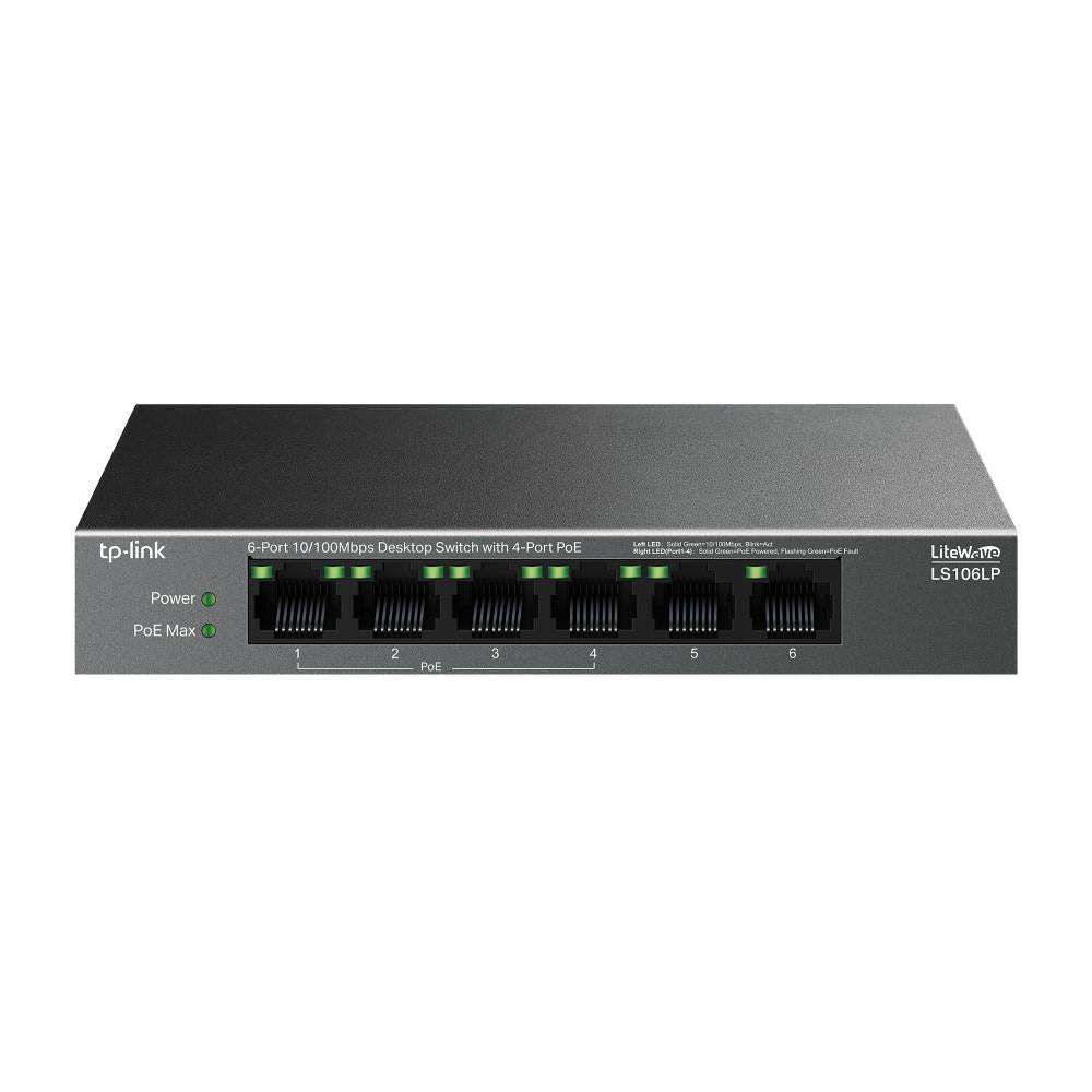 SWITCH TP-LINK 6 porturi 10/100 Mbps, 4-Port PoE carcasa metalica "LS106LP"