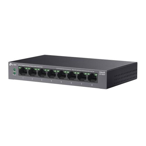 SWITCH TP-LINK, 8 porturi Gigabit (8 porturi POE+ buget total 62W), carcasa metalica "LS108GP"