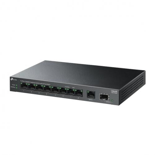 SWITCH TP-LINK, 9 x Gigabit RJ-45 (8 porturi POE+ buget total 61W) + 1× Gigabit SFP, carcasa metalica "LS1210GP"