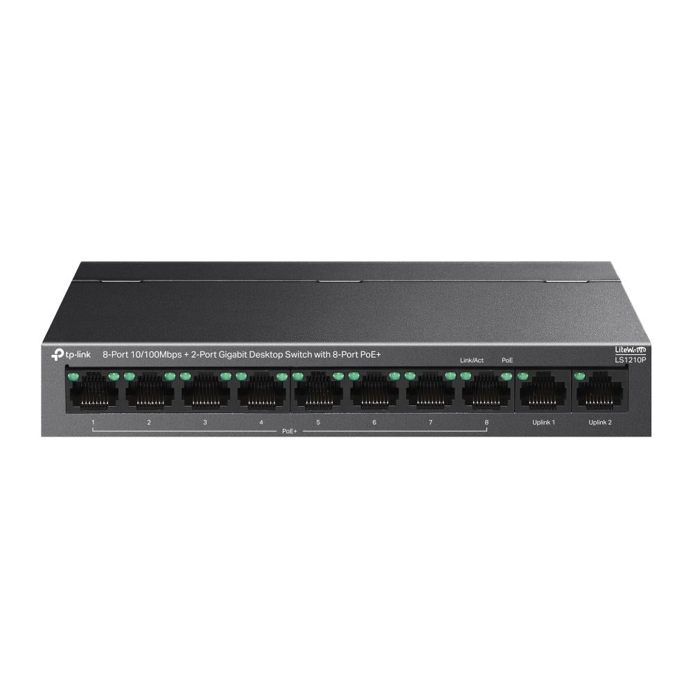 SWITCH TP-LINK, 8-Port 10/100Mbps+2-Port Gigabit Desktop Switch cu 8-Port PoE+, carcasa metalica "LS1210P"