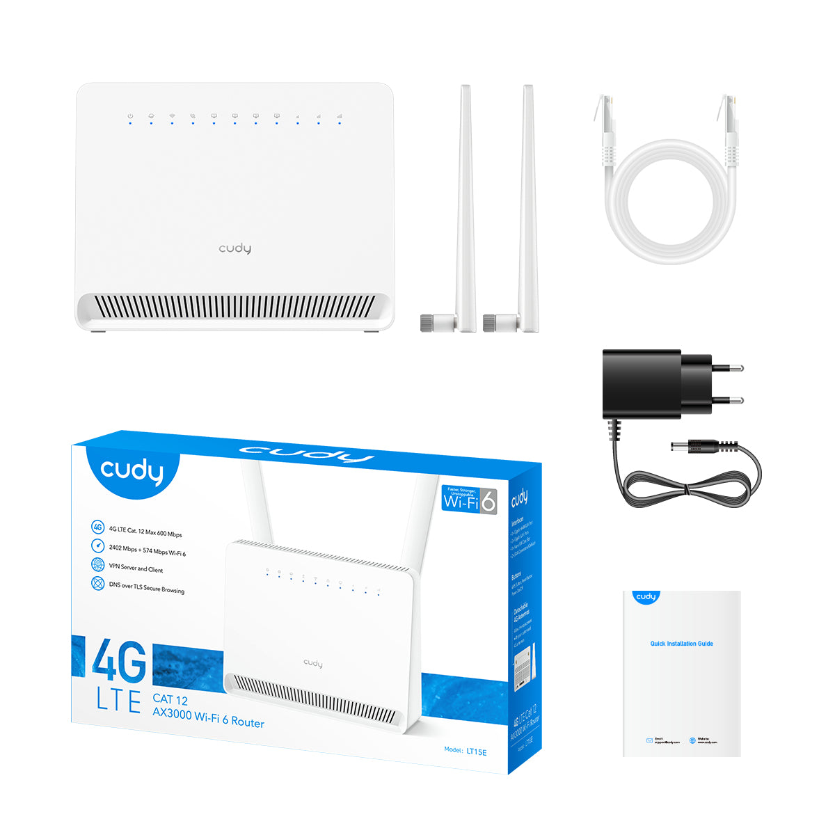 Cudy AX3000 Wi-Fi 6 Mesh 4G LTE-Cat12 Gigabit Router "LT15E"