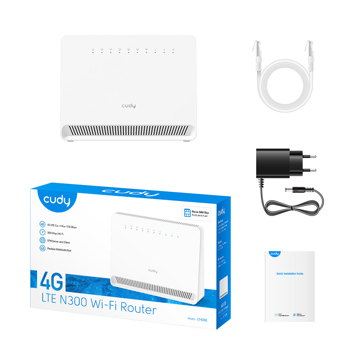 CUDY N300 Wi-Fi 4G LTE-Cat4 Router "LT400E"