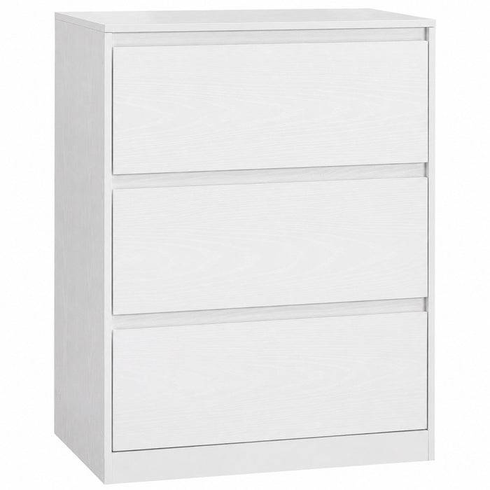 VASAGLE Comoda cu 3 sertare, design modern minimalist, PAL si MDF, 60x40x75 cm, alb - BazarOltenia