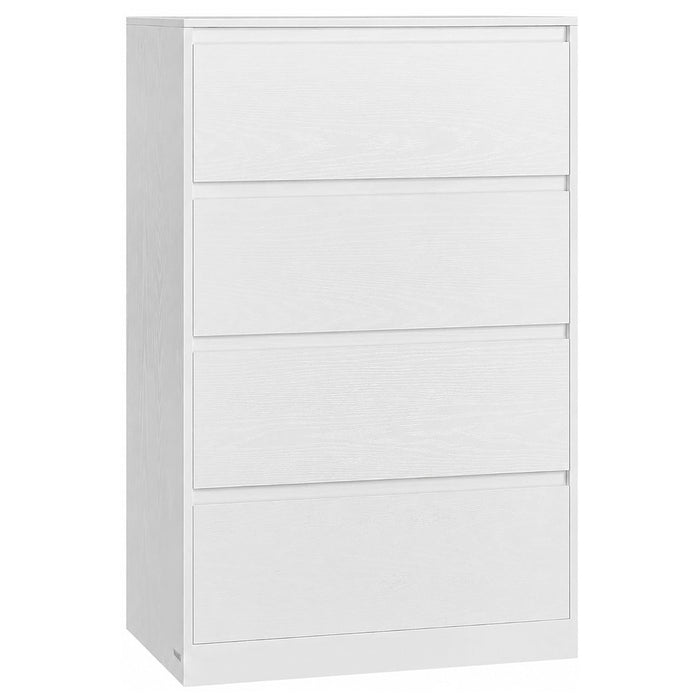 VASAGLE Comoda cu 4 sertare, design modern minimalist, PAL si MDF, 60x40x97 cm, alb - BazarOltenia