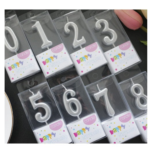 Lumanare de Tort, Flippy, Model Cifra 8, Party, 4.5 x 2.5 cm, din Parafina, Argintiu