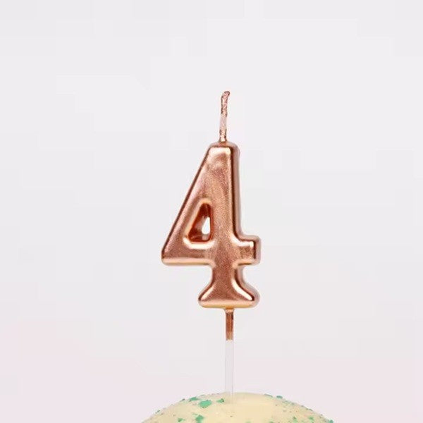 Lumanare de Tort, Model Cifra 4, Party, 4.5 x 2.5 cm, din Parafina, Rose Gold