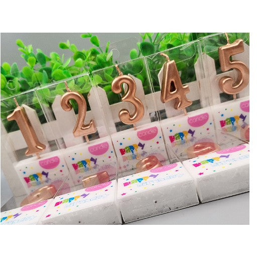 Lumanare de Tort, Model Cifra 4, Party, 4.5 x 2.5 cm, din Parafina, Rose Gold