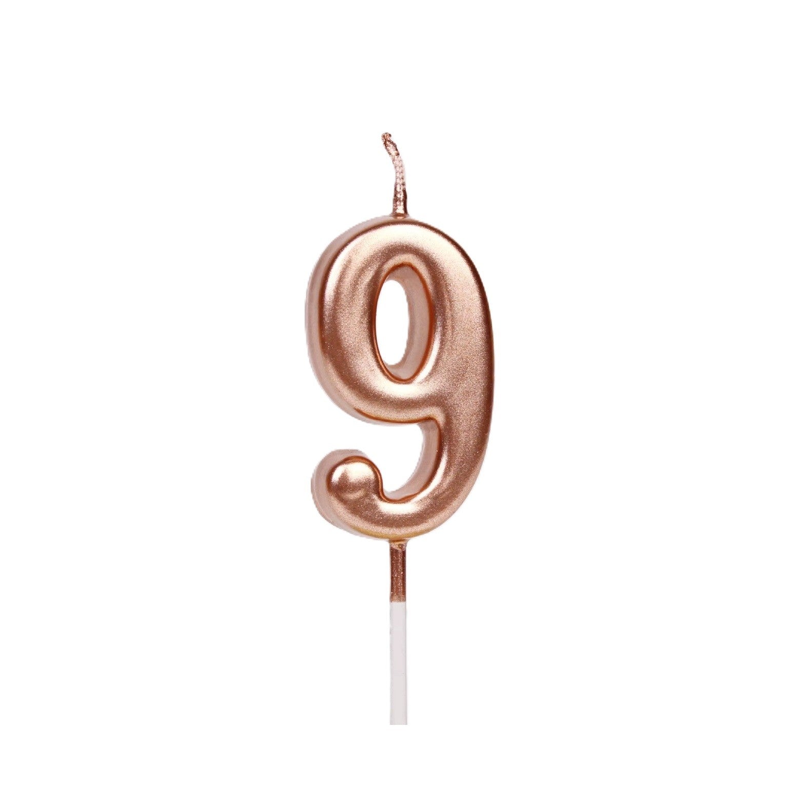 Lumanare de Tort, Model Cifra 9, Party, 4.5 x 2.5 cm, din Parafina, Rose Gold