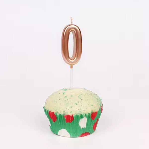 Lumanare de Tort, Model Cifra 0, Party, 4.5 x 2.5 cm, din Parafina, Rose Gold
