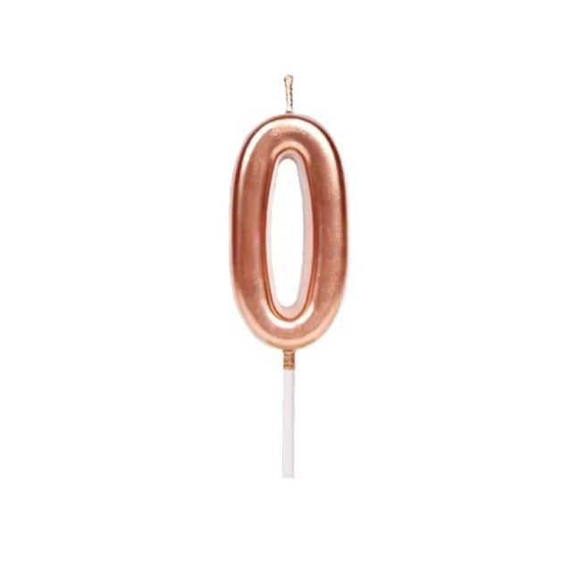 Lumanare de Tort, Model Cifra 0, Party, 4.5 x 2.5 cm, din Parafina, Rose Gold