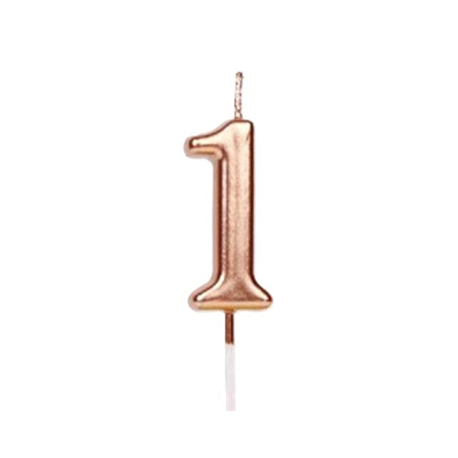 Lumanare de Tort, Model Cifra 1, Party, 4.5 x 2.5 cm, din Parafina, Rose Gold