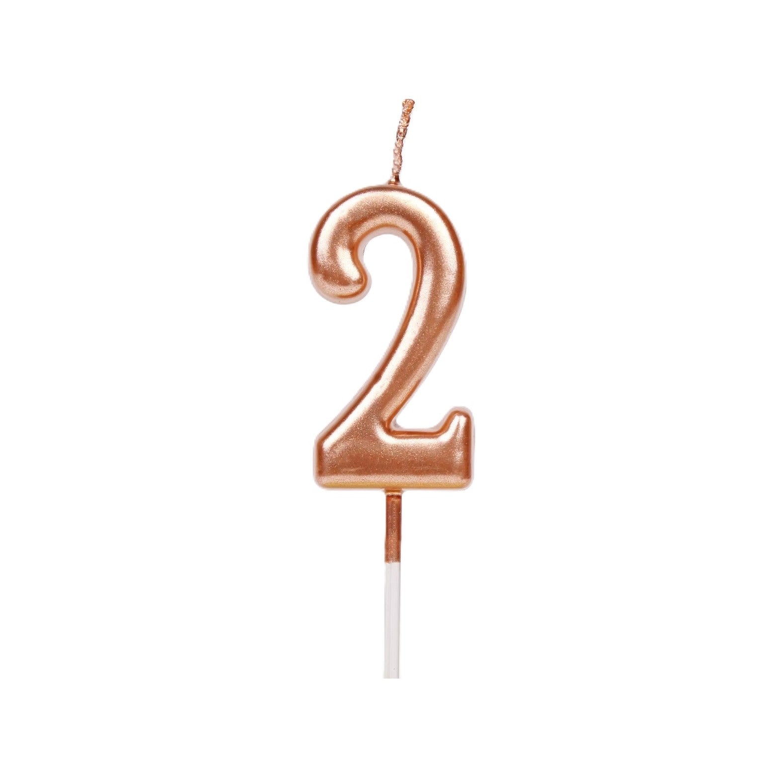 Lumanare de Tort, Model Cifra 2, Party, 4.5 x 2.5 cm, din Parafina, Rose Gold