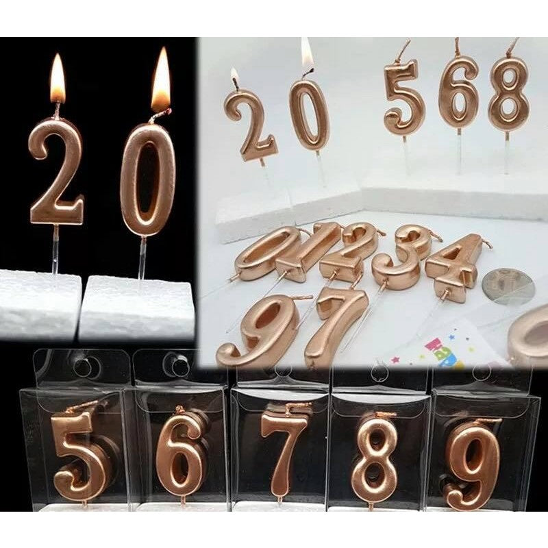 Lumanare de Tort, Model Cifra 2, Party, 4.5 x 2.5 cm, din Parafina, Rose Gold