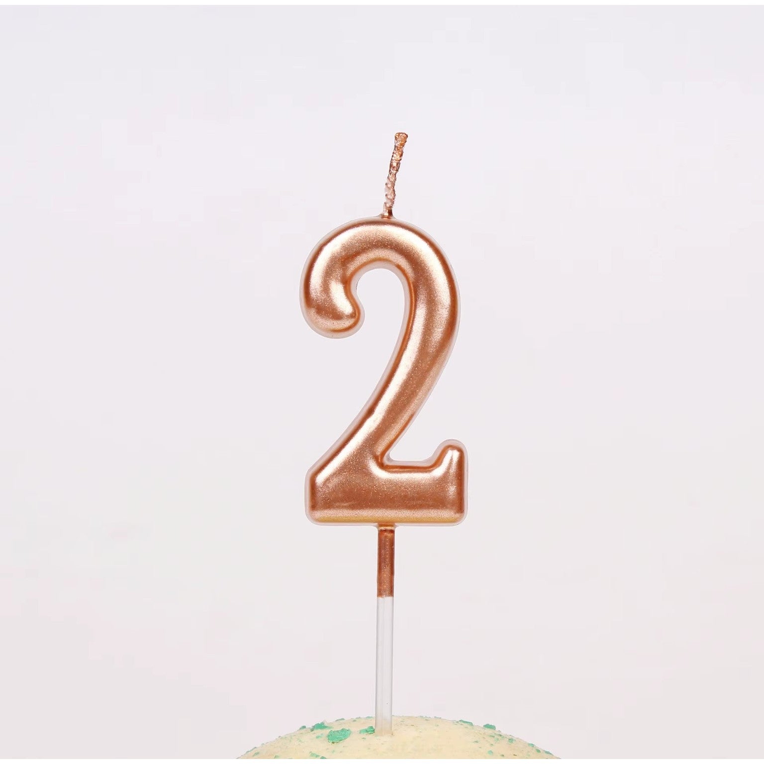 Lumanare de Tort, Model Cifra 2, Party, 4.5 x 2.5 cm, din Parafina, Rose Gold