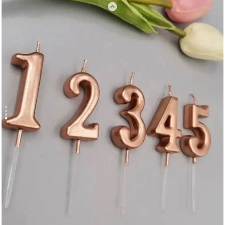 Lumanare de Tort, Model Cifra 2, Party, 4.5 x 2.5 cm, din Parafina, Rose Gold