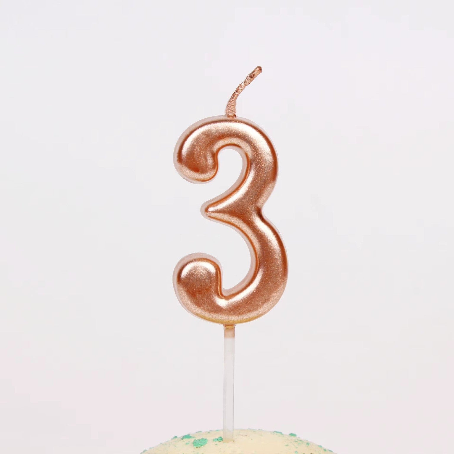 Lumanare de Tort, Model Cifra 3, Party, 4.5 x 2.5 cm, din Parafina, Rose Gold