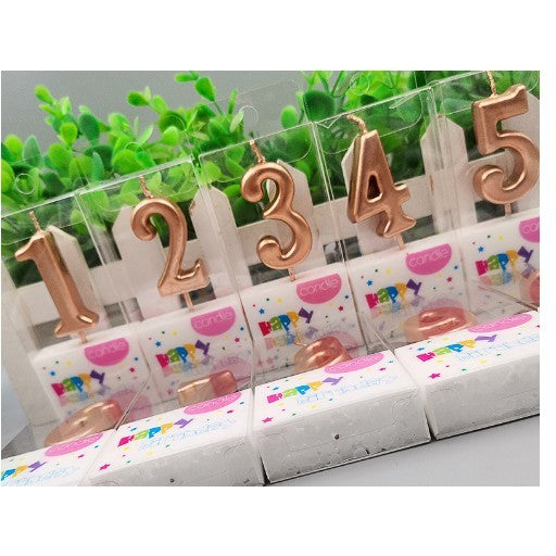 Lumanare de Tort, Model Cifra 5, Party, 4.5 x 2.5 cm, din Parafina, Rose Gold
