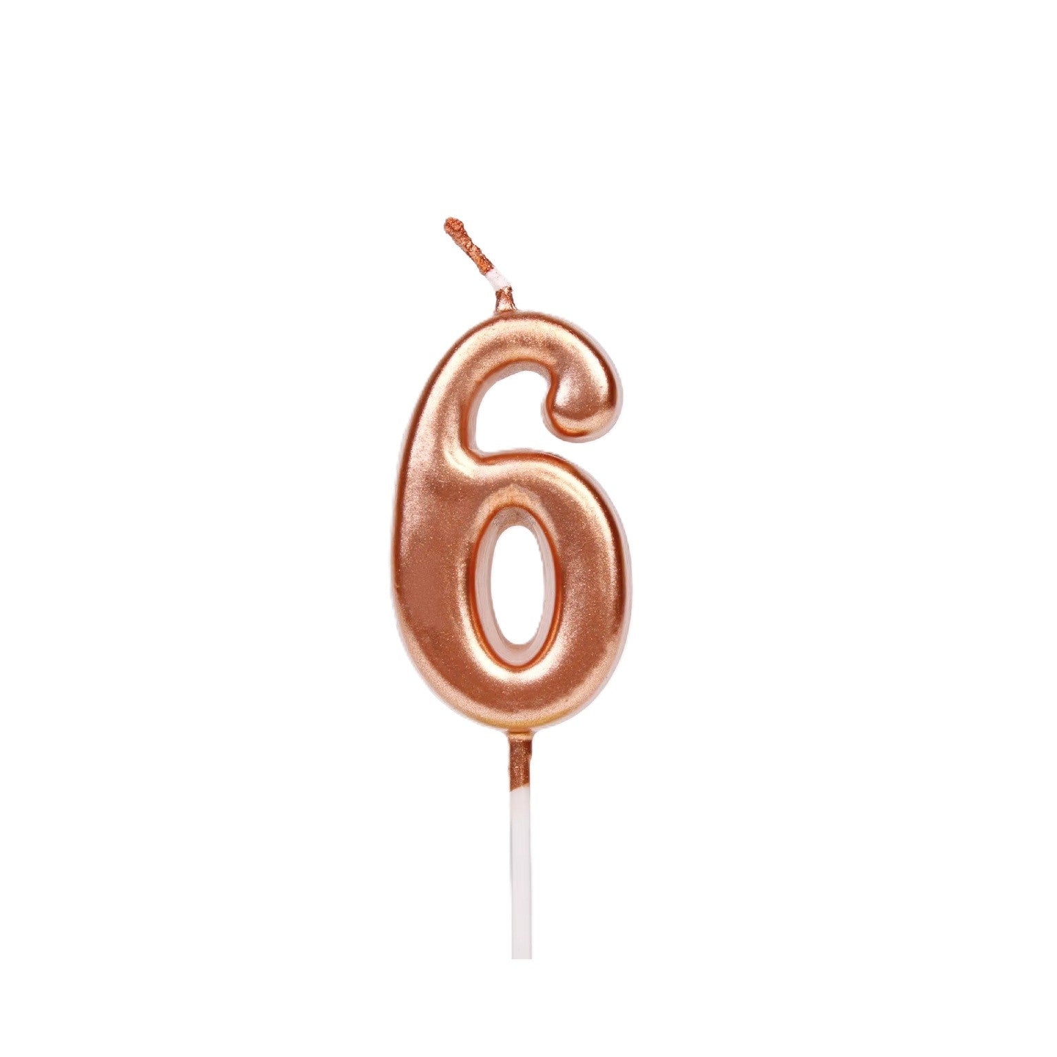 Lumanare de Tort, Model Cifra 6, Party, 4.5 x 2.5 cm, din Parafina, Rose Gold