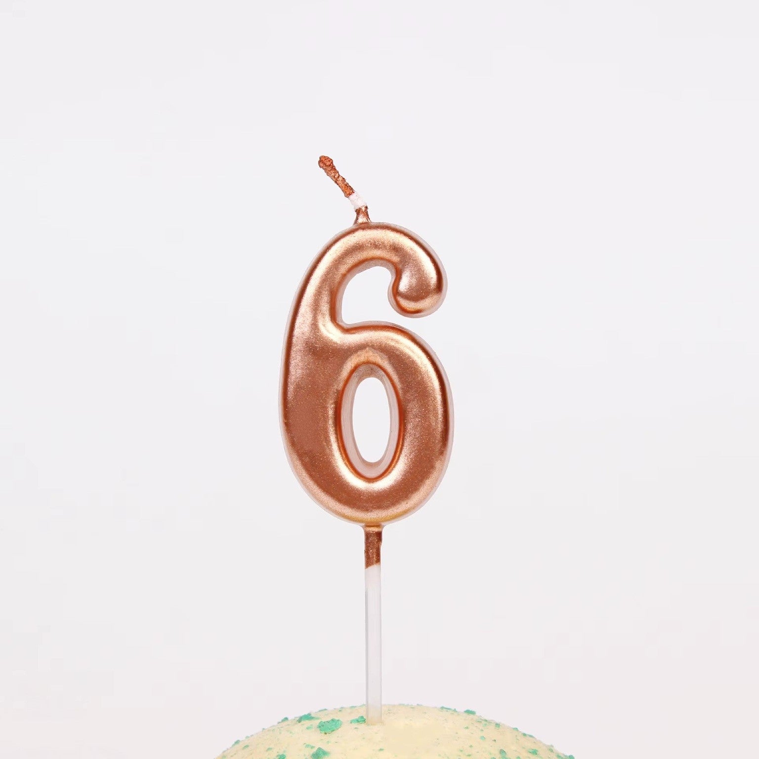 Lumanare de Tort, Model Cifra 6, Party, 4.5 x 2.5 cm, din Parafina, Rose Gold