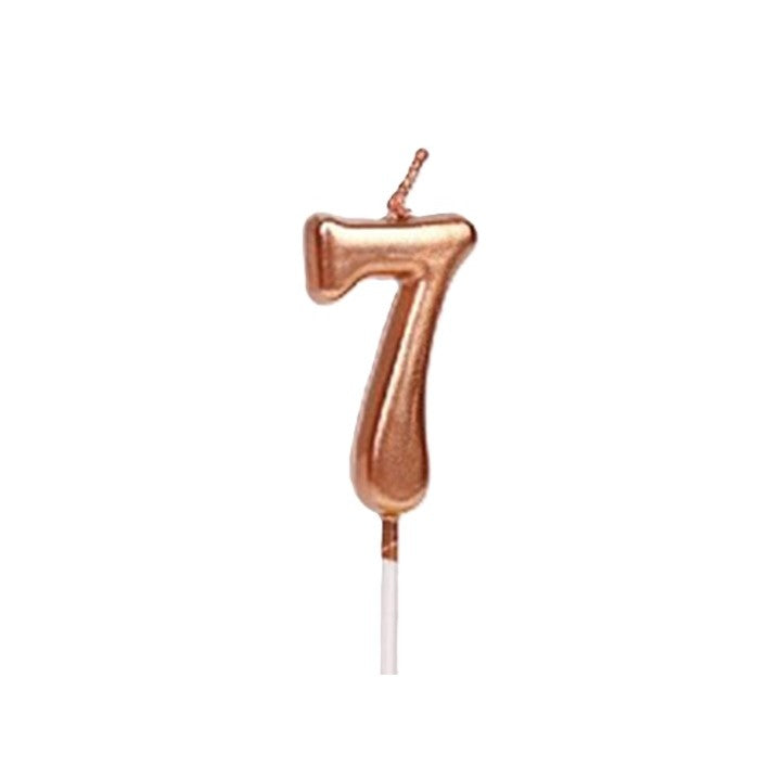 Lumanare de Tort, Model Cifra 7, Party, 4.5 x 2.5 cm, din Parafina, Rose Gold