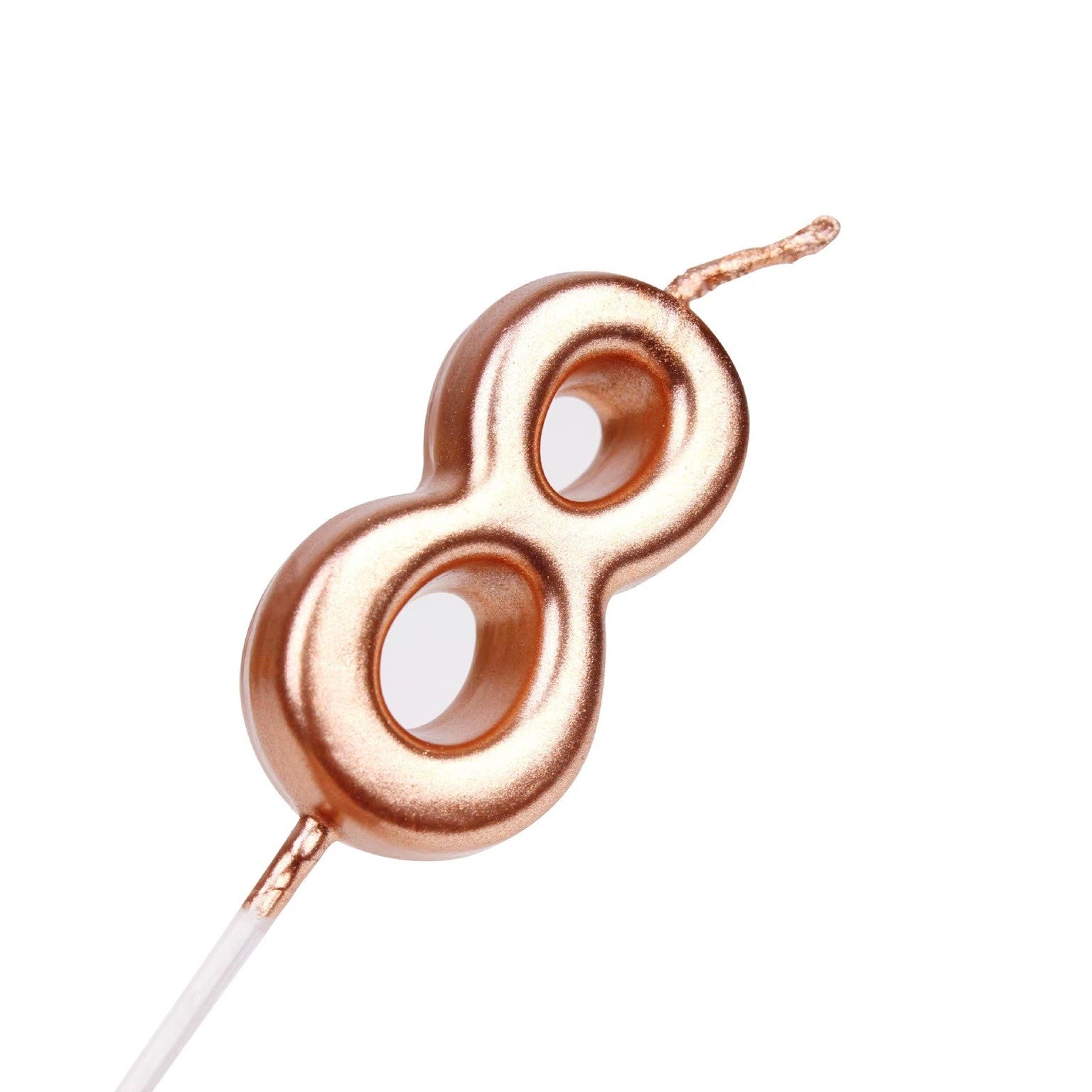 Lumanare de Tort, Model Cifra 8, Party, 4.5 x 2.5 cm, din Parafina, Rose Gold