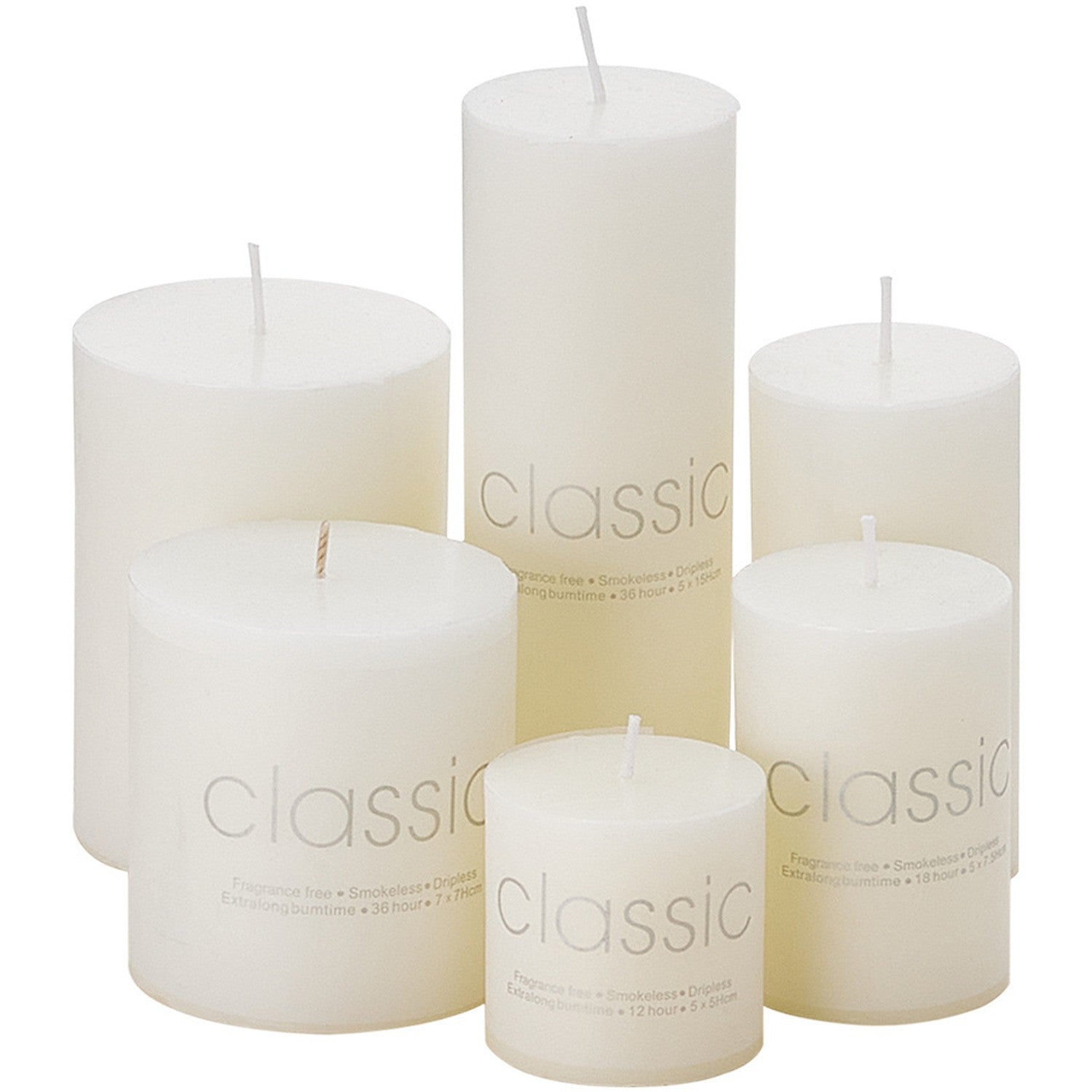 Lumanare Decorativa, Flippy, din Parafina, Cilindrica, Fara Fum si Fara Parfum, 7 x 7 cm, 260 g, Ardere 36h, Ivory Alb