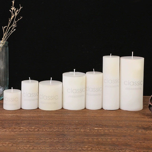 Lumanare Decorativa, Flippy, din Parafina, Cilindrica, Fara Fum si Fara Parfum, 7 x 7 cm, 260 g, Ardere 36h, Ivory Alb