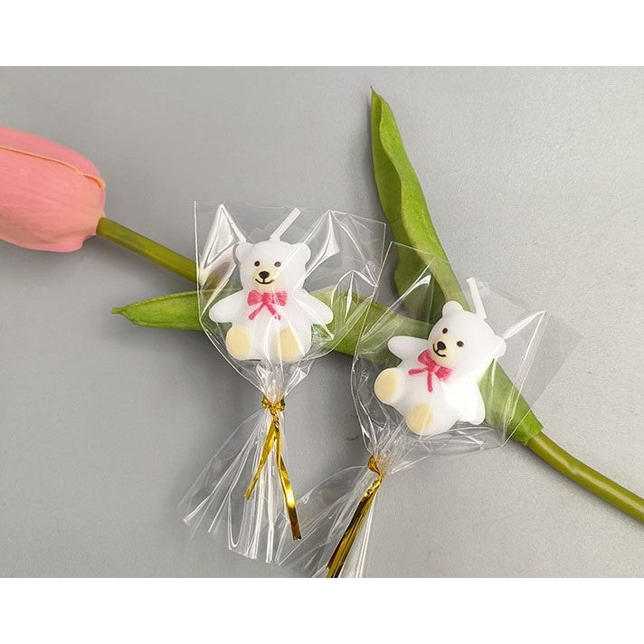 Lumanare de Tort, Model Ursulet, Party, 8 x 3.2 cm, Alb
