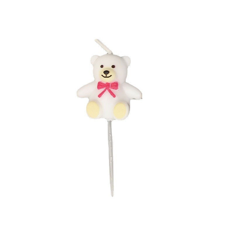Lumanare de Tort, Model Ursulet, Party, 8 x 3.2 cm, Alb