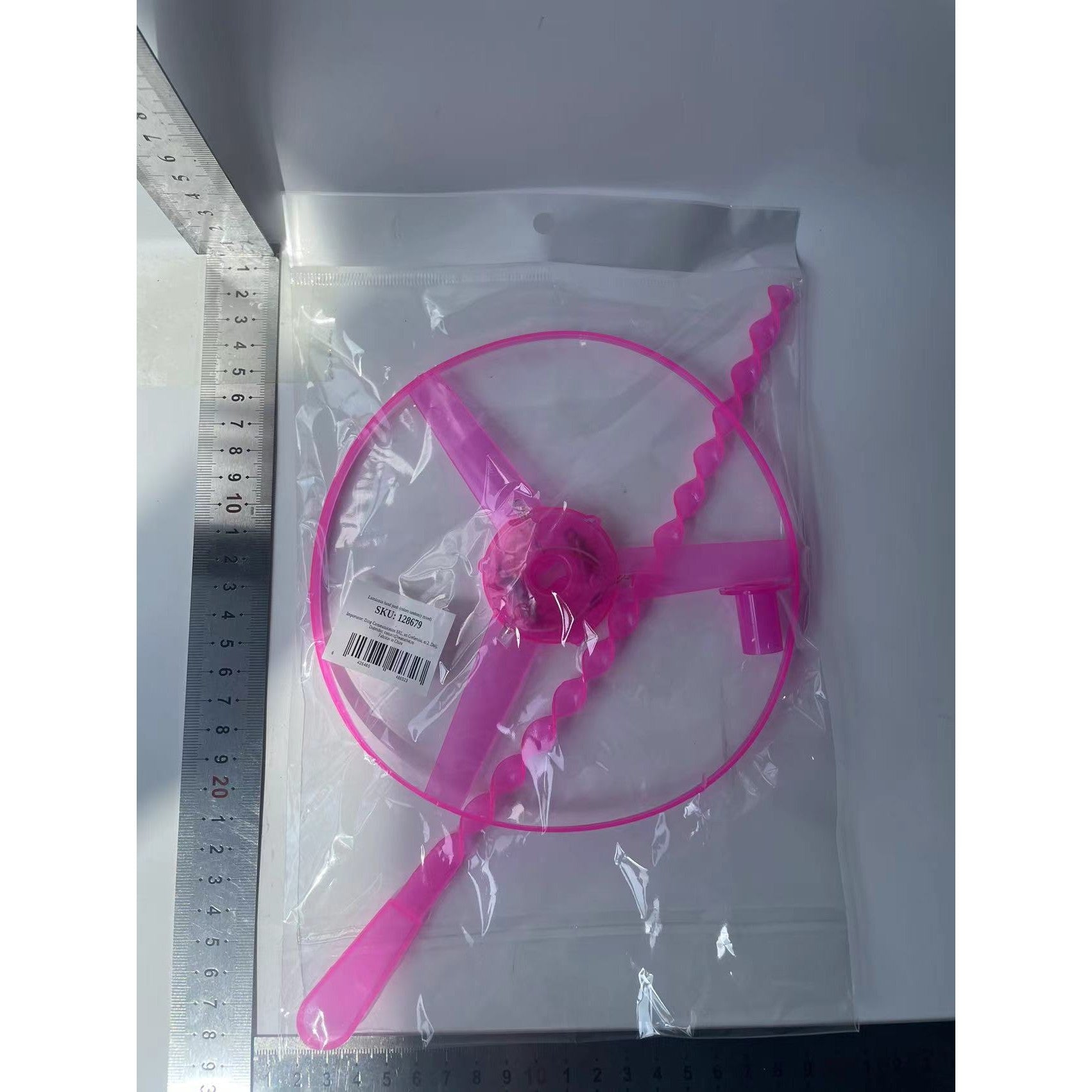 Jucarie Disc Zburator, Distractiv pentru Copii, Aruncator Manual din Plastic, cu Lumini, Roz